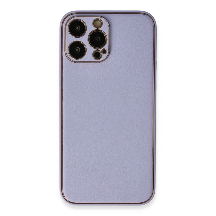 Apple İphone 13 Pro Kılıf Coco Deri Silikon Kapak - Açık Lila