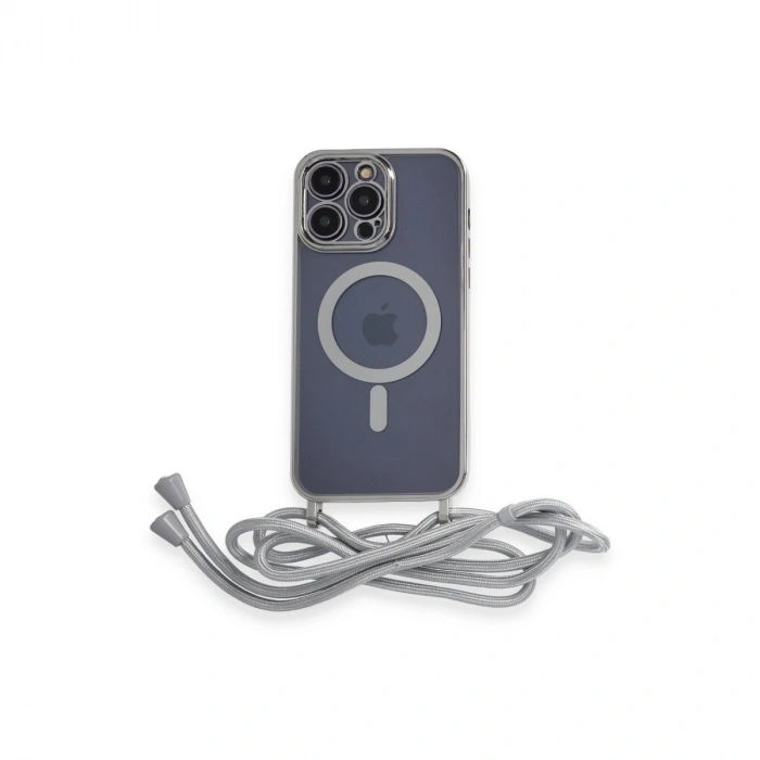 Apple İphone 13 Pro Kılıf Divo Lazer Askılı Magsafe Kapak - Gümüş