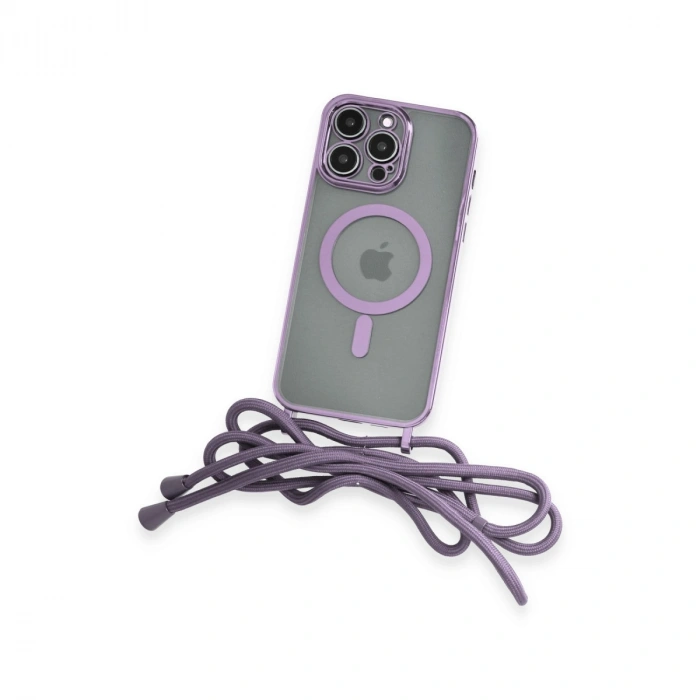 Apple İphone 13 Pro Kılıf Divo Lazer Askılı Magsafe Kapak - Lila