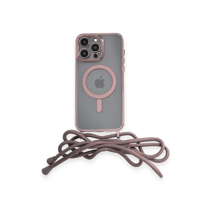 Apple İphone 13 Pro Kılıf Divo Lazer Askılı Magsafe Kapak - Pembe