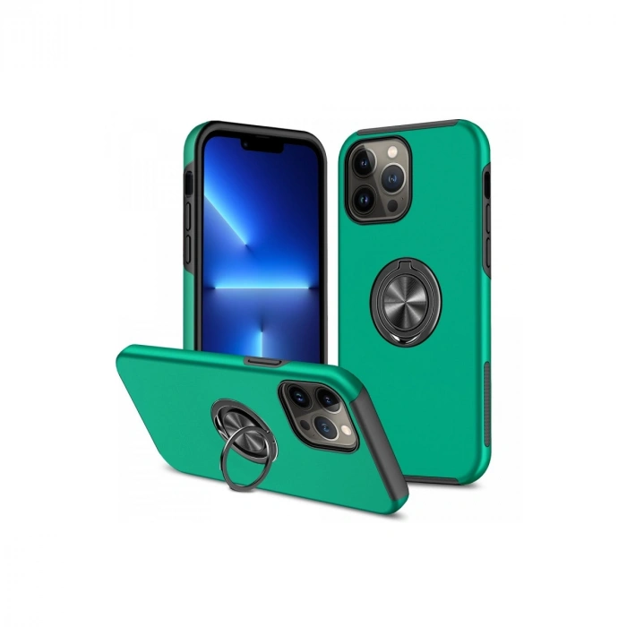Apple İphone 13 Pro Kılıf Elit Yüzüklü Kapak - Yeşil