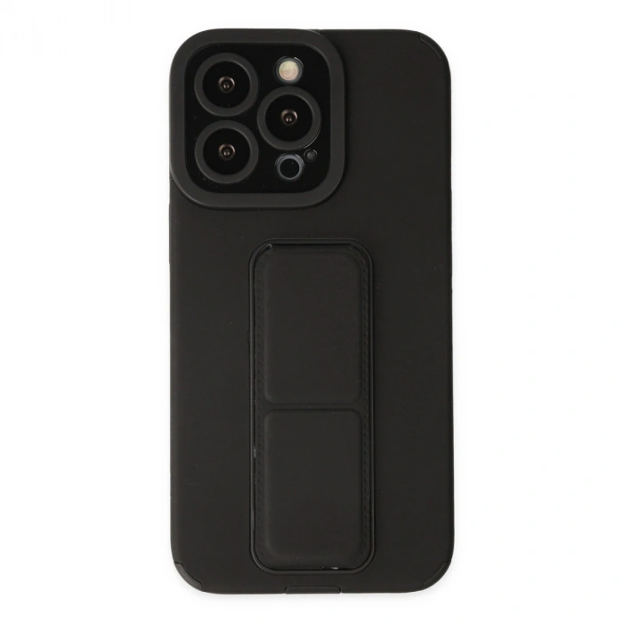 Apple İphone 13 Pro Kılıf Mega Standlı Silikon - Siyah
