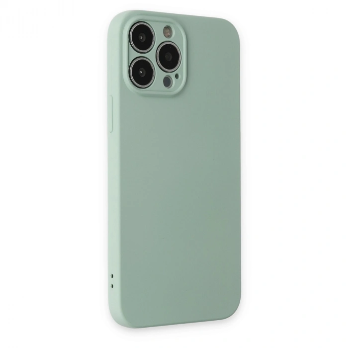 Apple İphone 13 Pro Kılıf Nano İçi Kadife Silikon - Su Yeşili