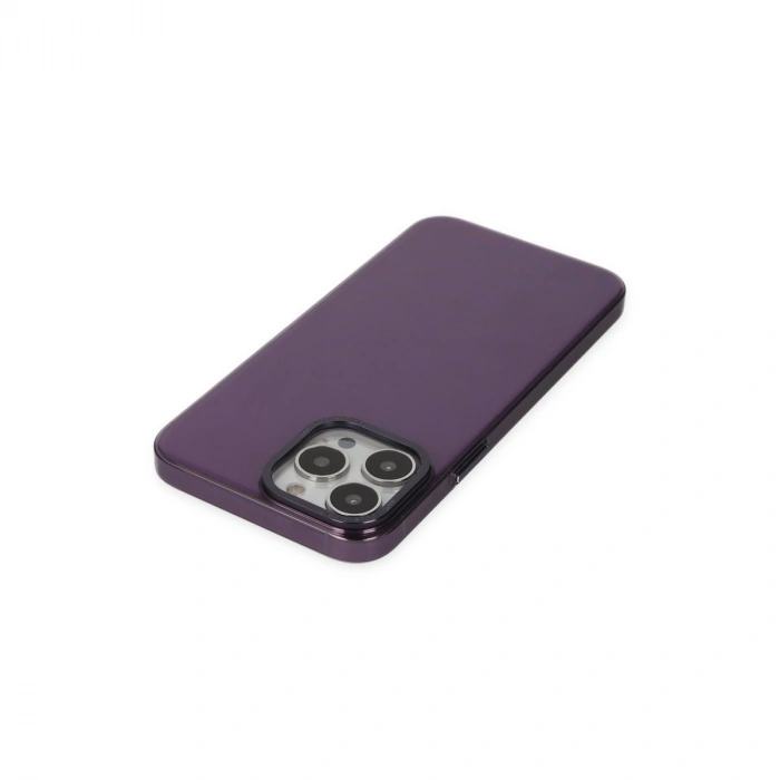 Apple İphone 13 Pro Max Kılıf Anka Pc Sert Metal Kapak - Mor