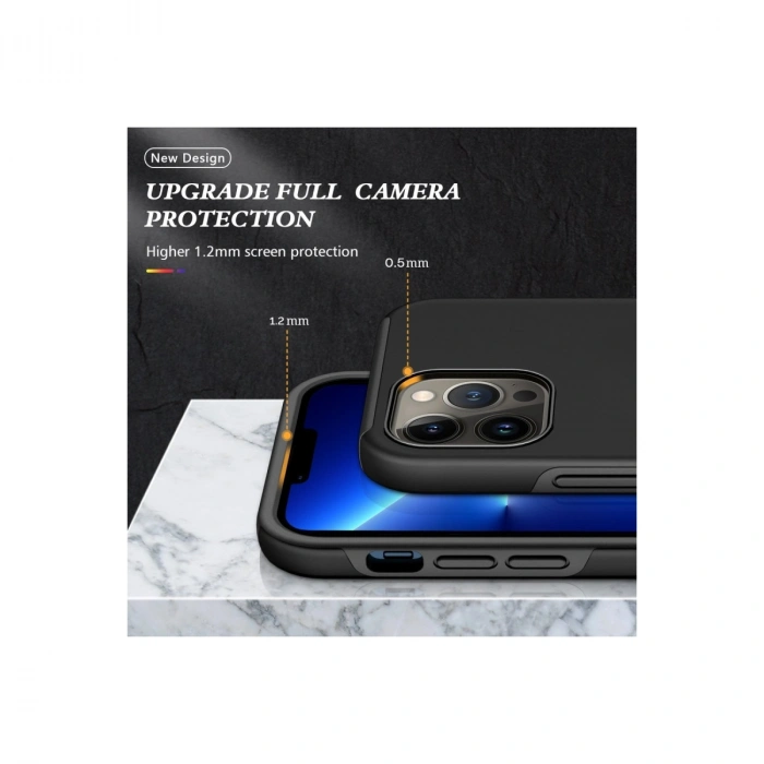 Apple İphone 13 Pro Max Kılıf Elit Yüzüklü Kapak - Siyah