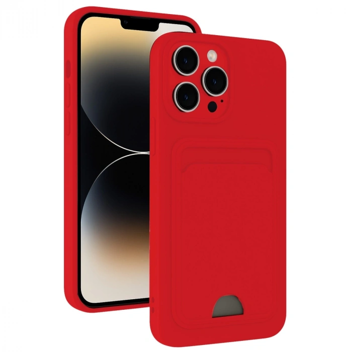 Apple İphone 13 Pro Max Kılıf Kelvin Kartvizitli Silikon - Kırmızı