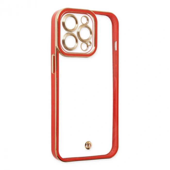 Apple İphone 13 Pro Max Kılıf Liva Lens Silikon - Kırmızı