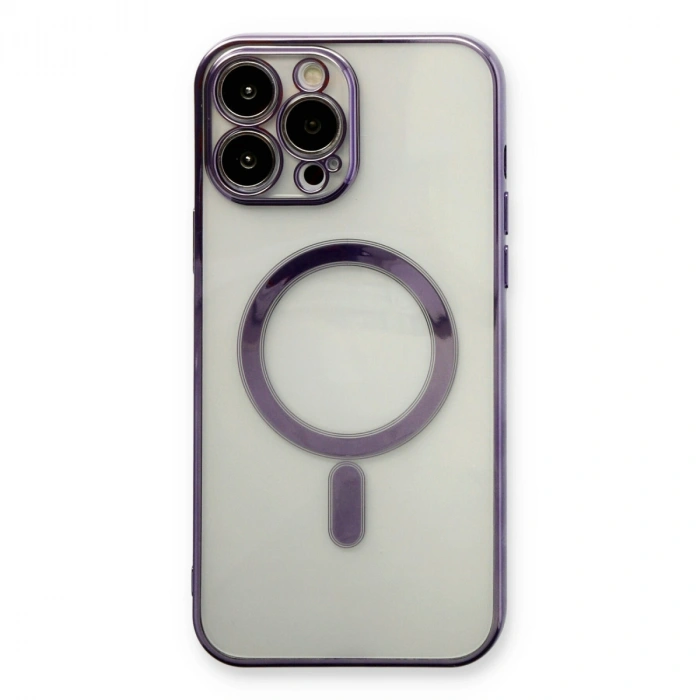Apple İphone 13 Pro Max Kılıf Magneticsafe Lazer Silikon - Mor
