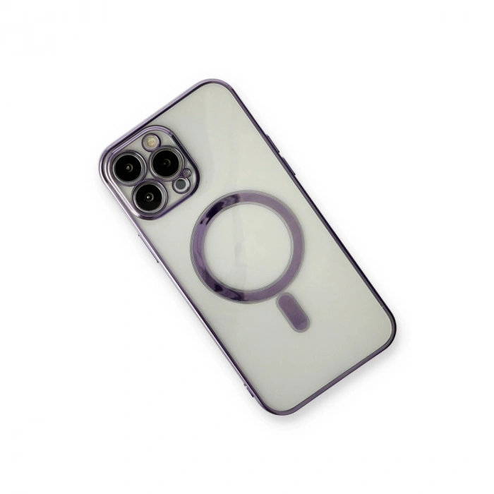 Apple İphone 13 Pro Max Kılıf Magneticsafe Lazer Silikon - Mor