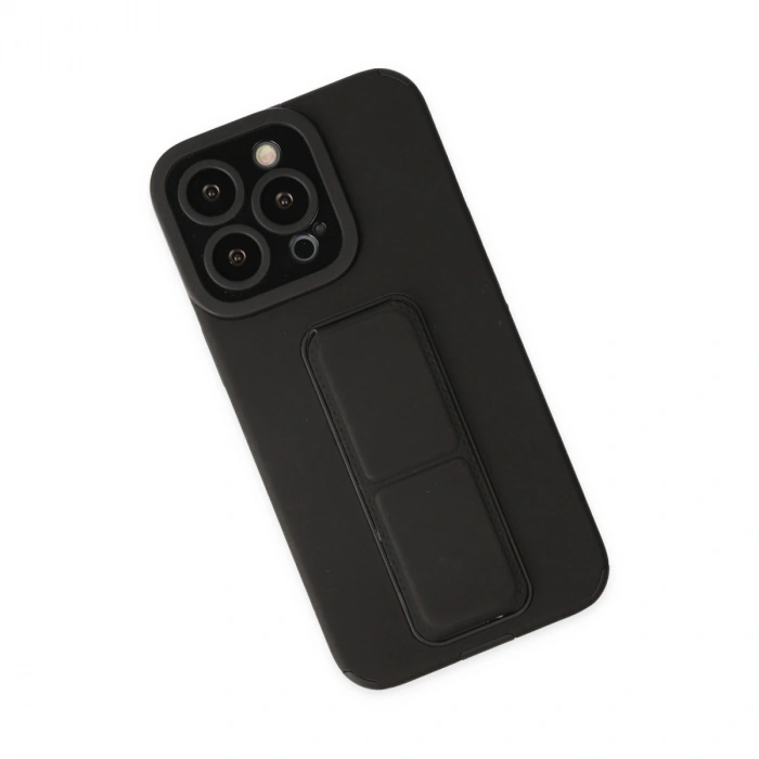 Apple İphone 13 Pro Max Kılıf Mega Standlı Silikon - Siyah
