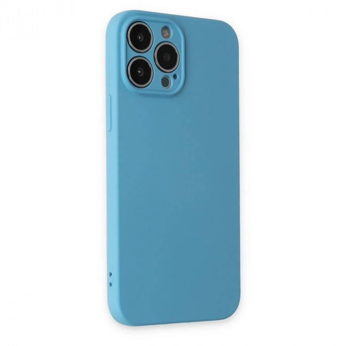 Apple İphone 13 Pro Max Kılıf Nano İçi Kadife Silikon - Mavi