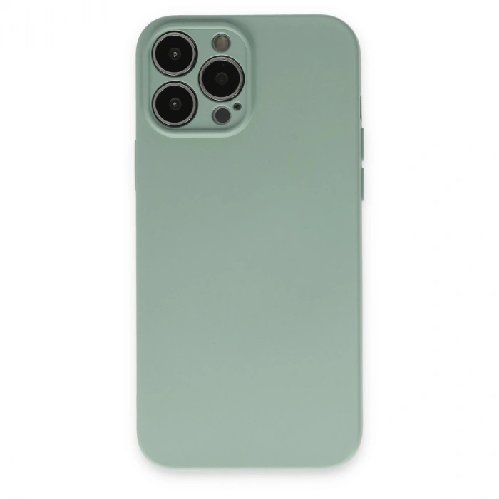 Apple İphone 13 Pro Max Kılıf Nano İçi Kadife Silikon - Su Yeşili