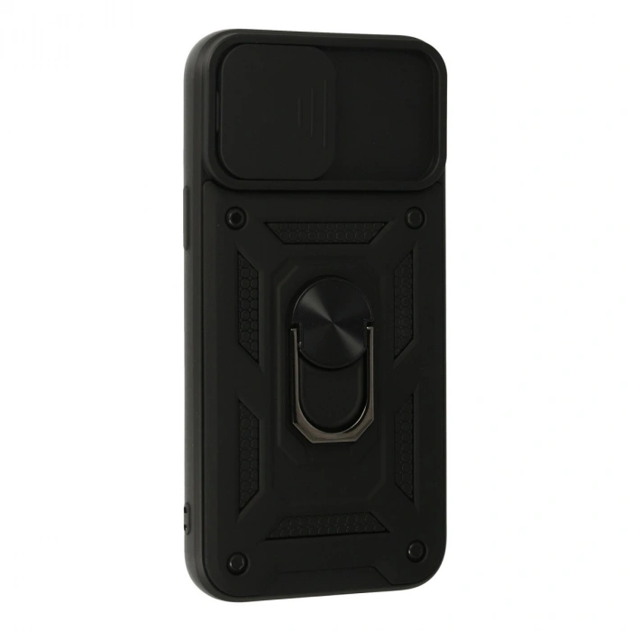 Apple İphone 13 Pro Max Kılıf Pars Lens Yüzüklü Silikon - Siyah