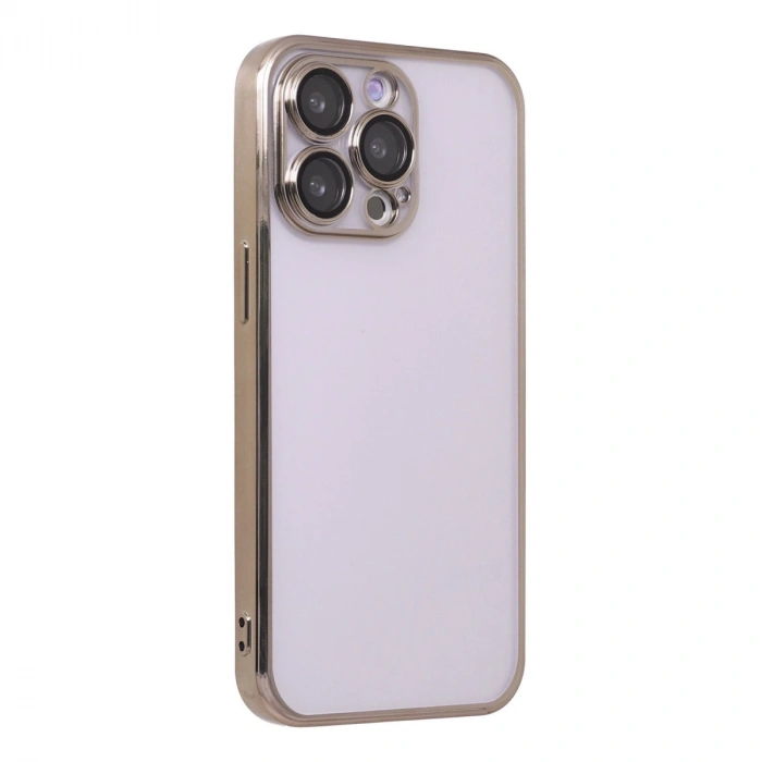 Apple İphone 13 Pro Max Kılıf Razer Lensli Silikon - Gold