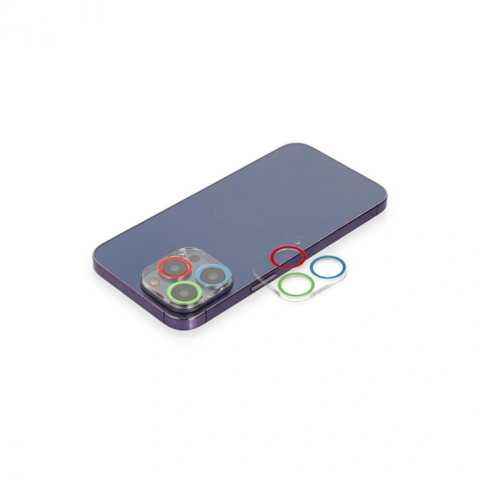 Apple İphone 13 Pro Max Renkli Kamera Lens Koruma Cam - Mavi-yeşil
