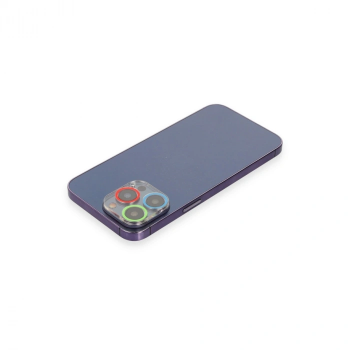 Apple İphone 13 Pro Max Renkli Kamera Lens Koruma Cam - Mavi-yeşil
