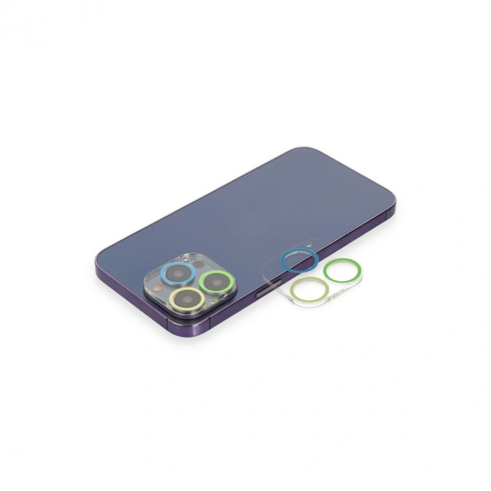 Apple İphone 13 Pro Renkli Kamera Lens Koruma Cam - Yeşil-sarı