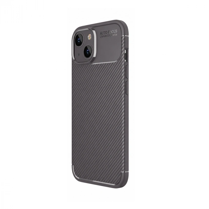 Apple İphone 14 Kılıf Auto Focus Karbon Kapak - Gri