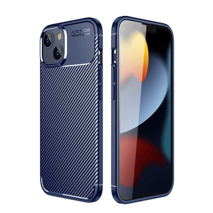 Apple İphone 14 Kılıf Auto Focus Karbon Kapak - Lacivert
