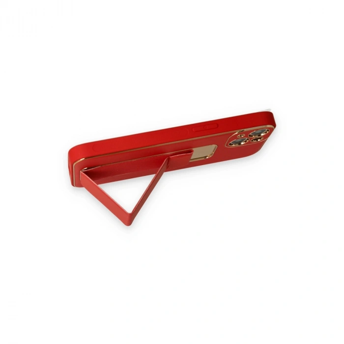 Apple İphone 14 Kılıf Coco Deri Standlı Kapak - Kırmızı