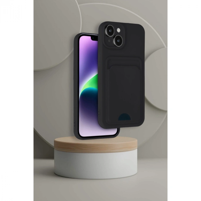 Apple İphone 14 Kılıf Kelvin Kartvizitli Silikon - Kahverengi