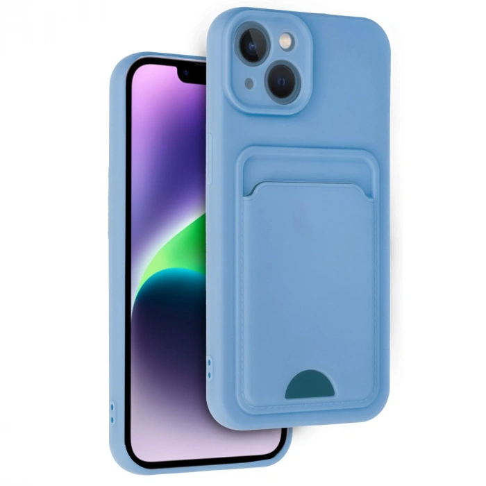 Apple İphone 14 Kılıf Kelvin Kartvizitli Silikon - Mavi