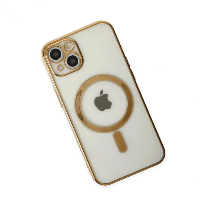 Apple İphone 14 Plus Kılıf Magneticsafe Lazer Silikon - Gold