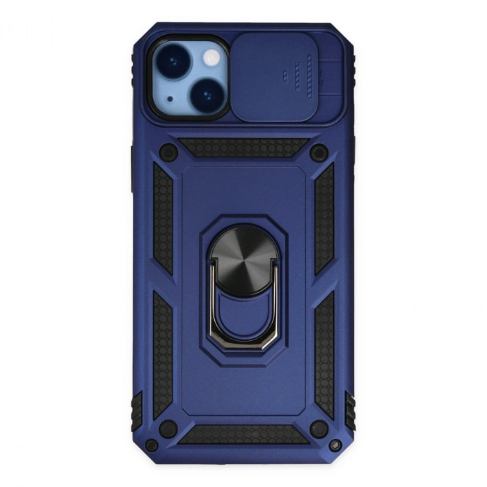 Apple İphone 14 Plus Kılıf Pars Lens Yüzüklü Silikon - Lacivert