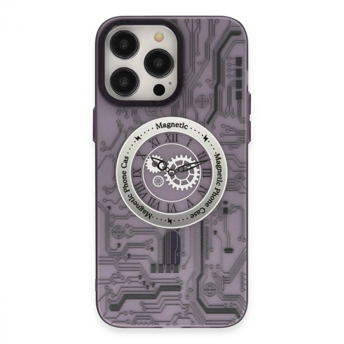 Apple İphone 14 Pro Kılıf Apollo Magneticsafe Desenli Kapak - Apollo Mor - 5