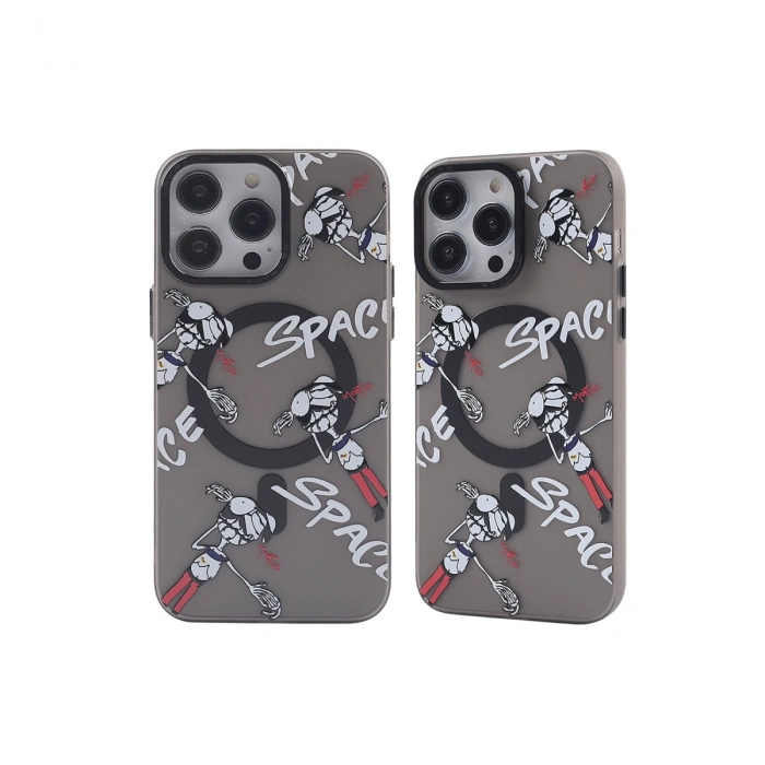 Apple İphone 14 Pro Kılıf Apollo Magneticsafe Desenli Kapak - Apollo Siyah - 3