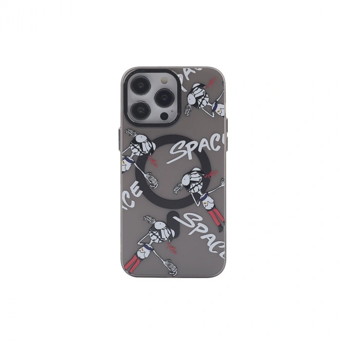 Apple İphone 14 Pro Kılıf Apollo Magneticsafe Desenli Kapak - Apollo Siyah - 3