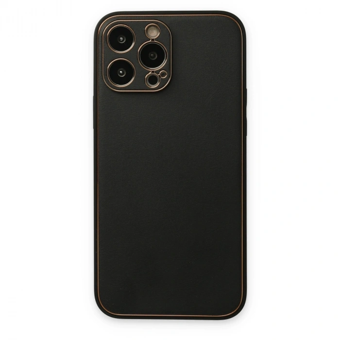 Apple İphone 14 Pro Kılıf Coco Deri Silikon Kapak - Siyah