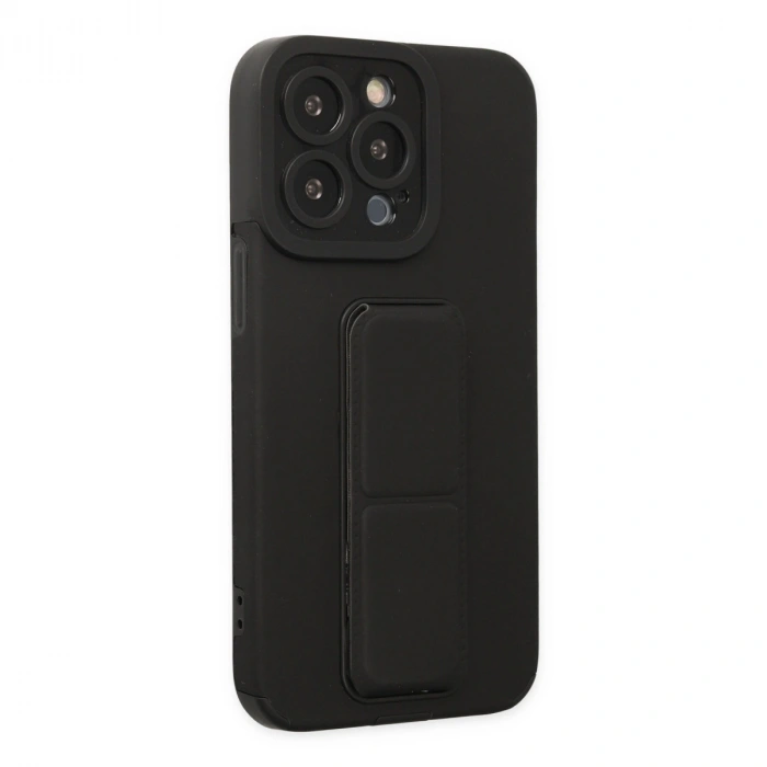 Apple İphone 14 Pro Kılıf Mega Standlı Silikon - Siyah