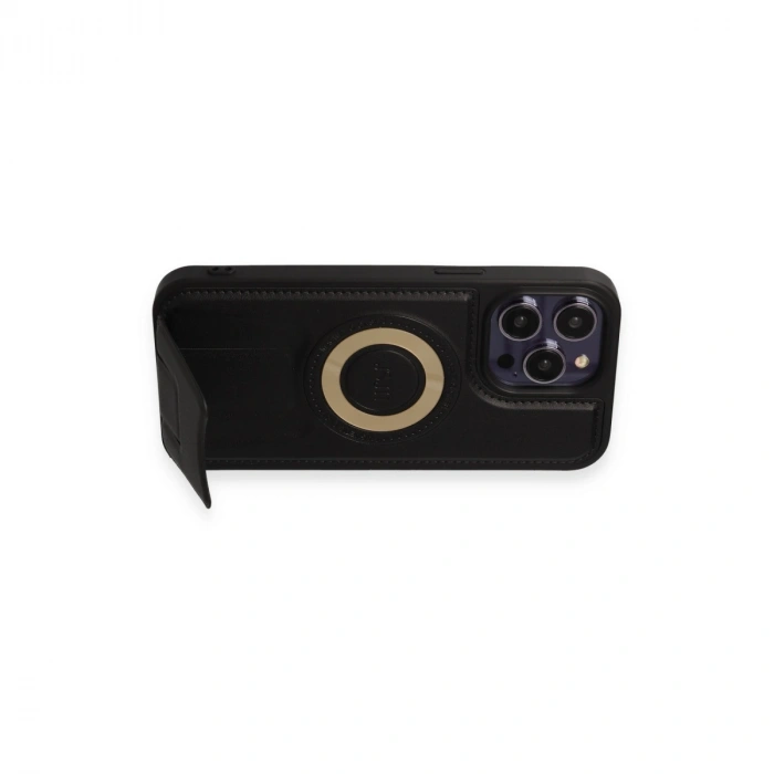 Apple İphone 14 Pro Kılıf Merkür Magneticsafe Standlı Kapak - Siyah
