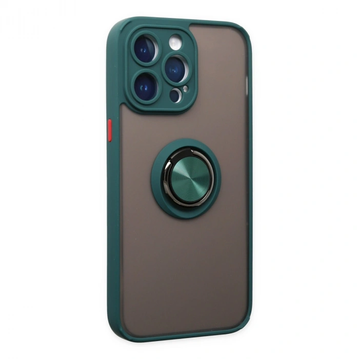 Apple İphone 14 Pro Kılıf Montreal Yüzüklü Silikon Kapak - Yeşil