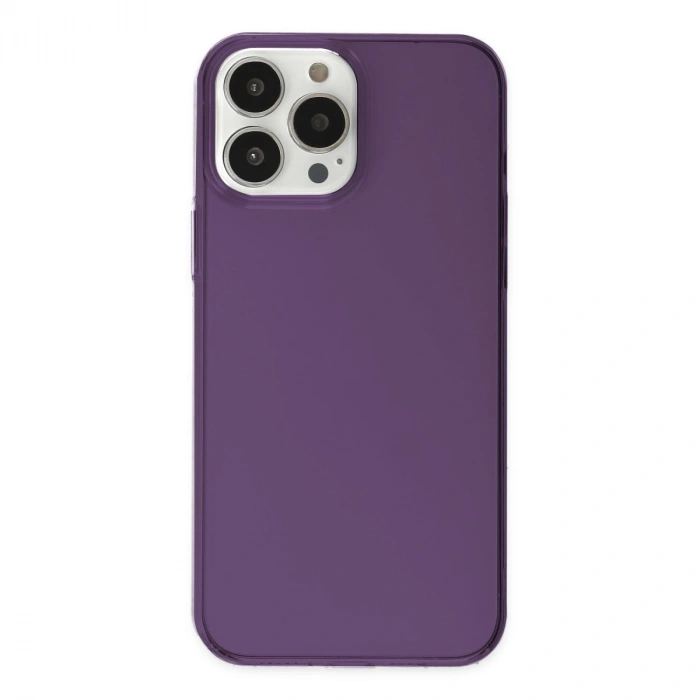 Apple İphone 14 Pro Kılıf Pc Sert Şeffaf Kapak - Mor