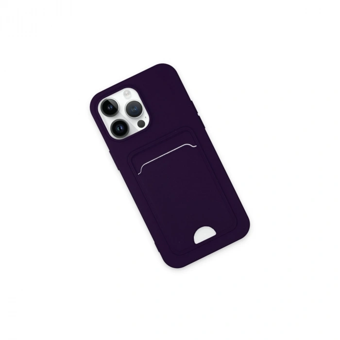 Apple İphone 14 Pro Max Kılıf Kelvin Kartvizitli Silikon - Derin Mor