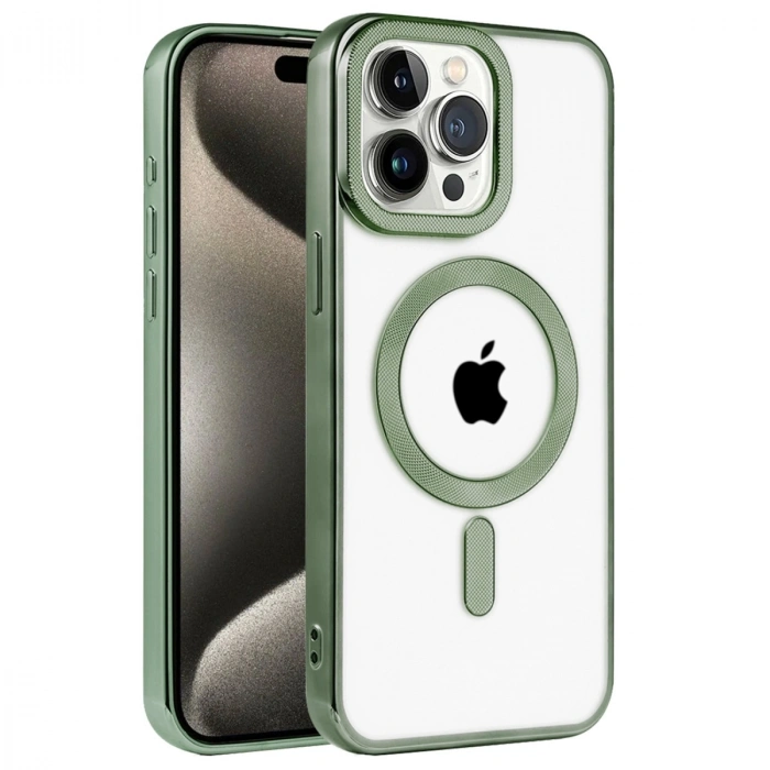 Apple İphone 14 Pro Max Kılıf Kronos Magsafe Kapak - Koyu Yeşil