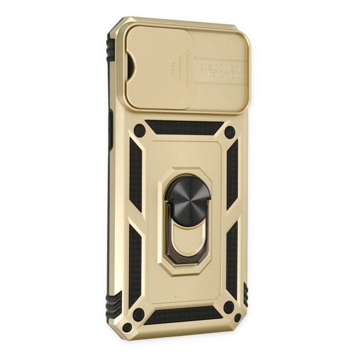 Apple İphone 14 Pro Max Kılıf Pars Lens Yüzüklü Silikon - Gold