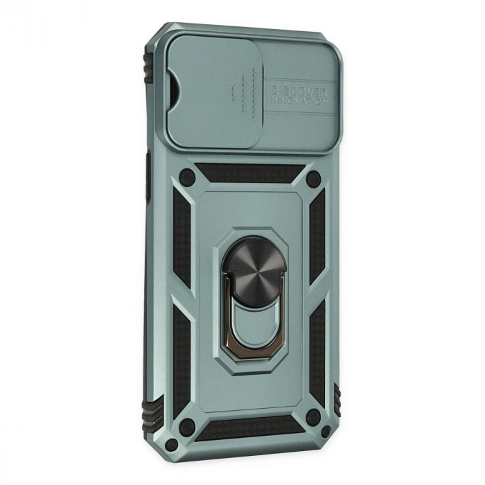 Apple İphone 14 Pro Max Kılıf Pars Lens Yüzüklü Silikon - Yeşil