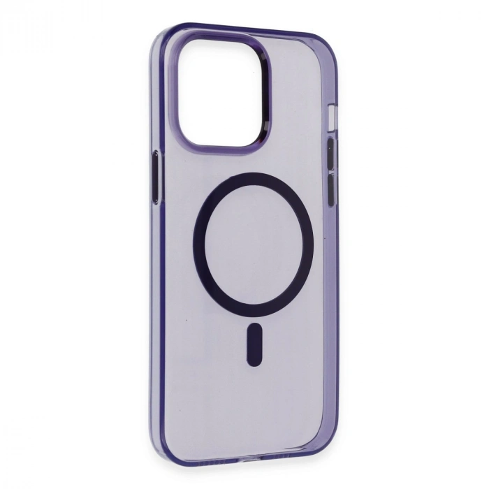 Apple İphone 14 Pro Max Kılıf Tron Şeffaf Magsafe Kapak - Derin Mor