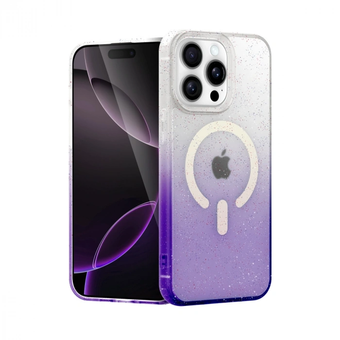 Apple İphone 14 Pro Pummel Shiny Magsafe Kapak - Mor