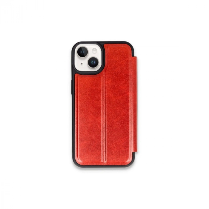 Apple İphone 15 Kılıf Flip Cover - Kırmızı