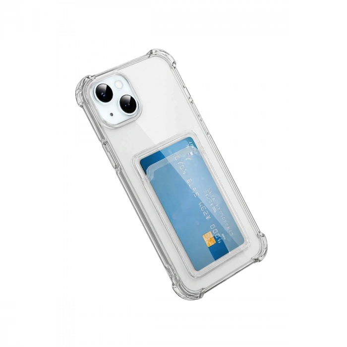 Apple İphone 15 Kılıf Kart Şeffaf Silikon - Şeffaf