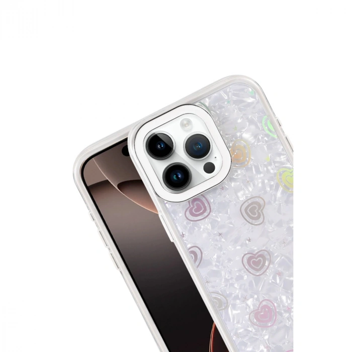 Apple İphone 15 Lumi Desenli Kapak - Beyaz