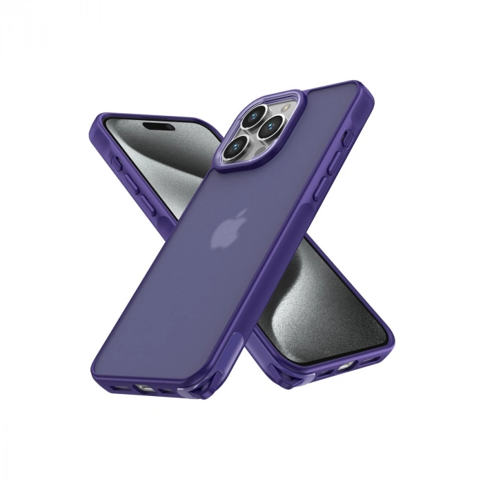 Apple İphone 15 Pro Kılıf Elegant Kapak - Derin Mor