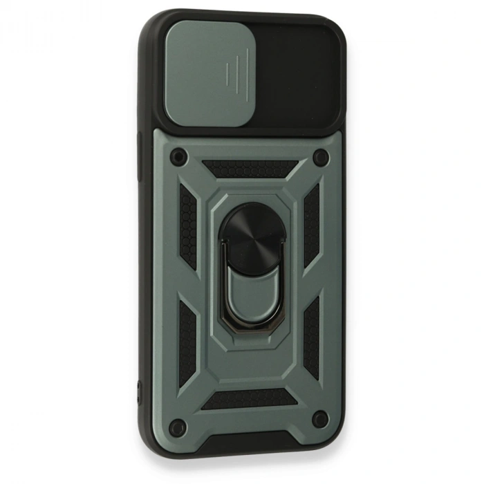 Apple İphone 15 Pro Kılıf Pars Lens Yüzüklü Silikon - Yeşil