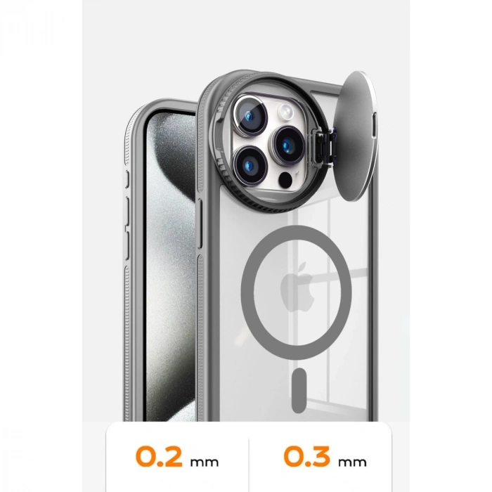 Apple İphone 15 Pro Kılıf Teleskop Lens Magsafe Silikon Kapak - Derin Mor