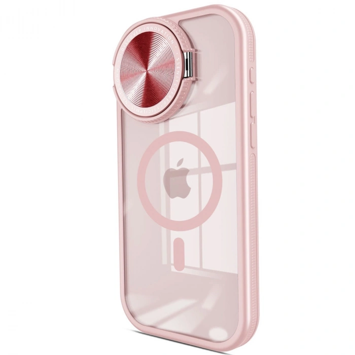 Apple İphone 15 Pro Kılıf Teleskop Lens Magsafe Silikon Kapak - Pembe
