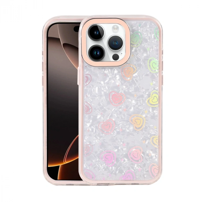 Apple İphone 15 Pro Lumi Desenli Kapak - Pembe